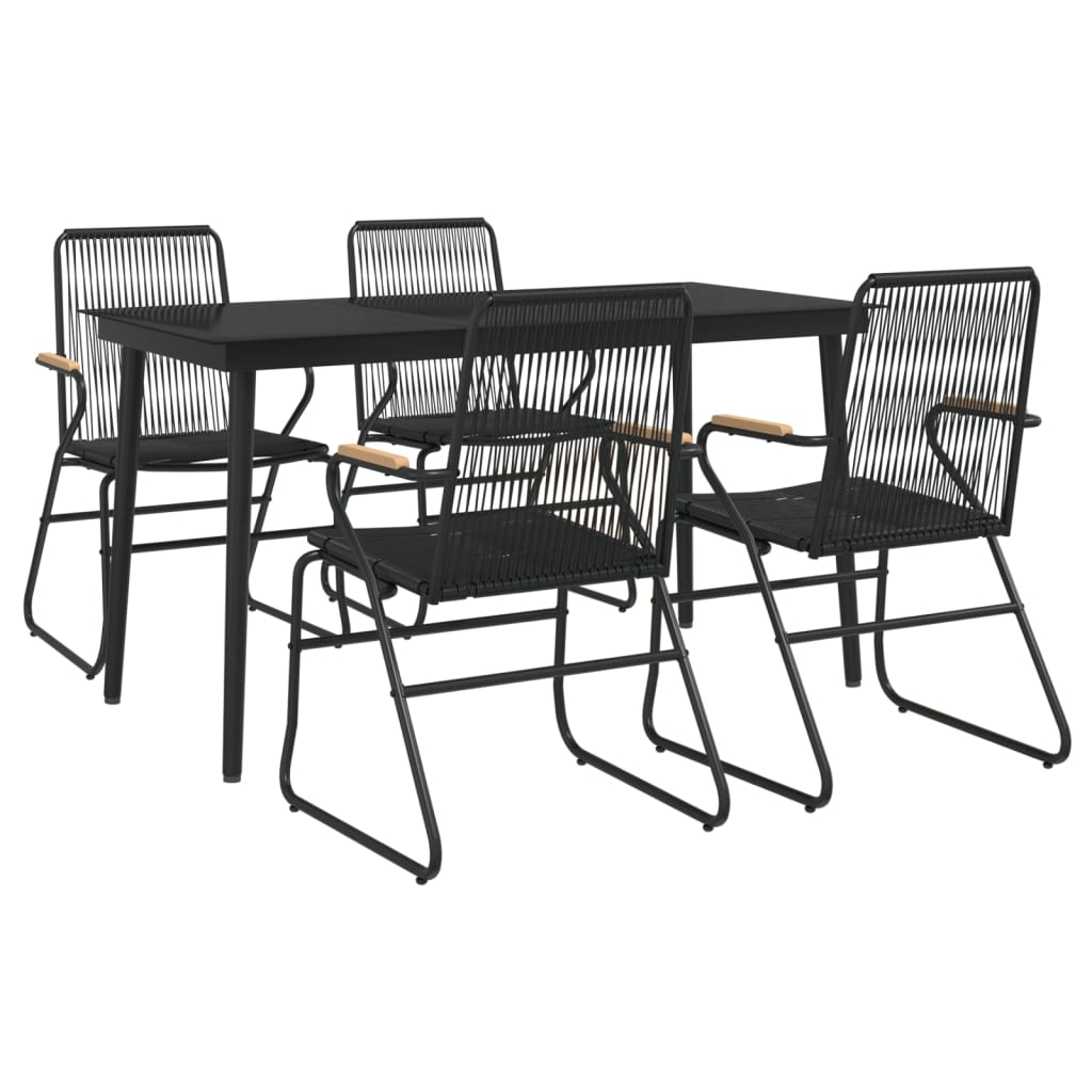 vidaXL 5-częściowy zestaw mebli ogrodowych, czarny, rattan PVC