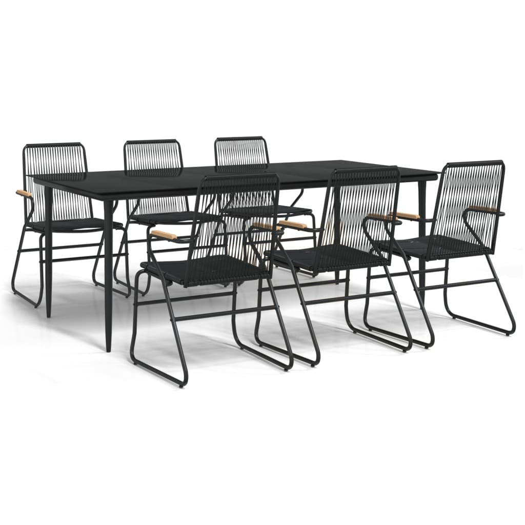 vidaXL 7-częściowy zestaw mebli ogrodowych, czarny, rattan PVC
