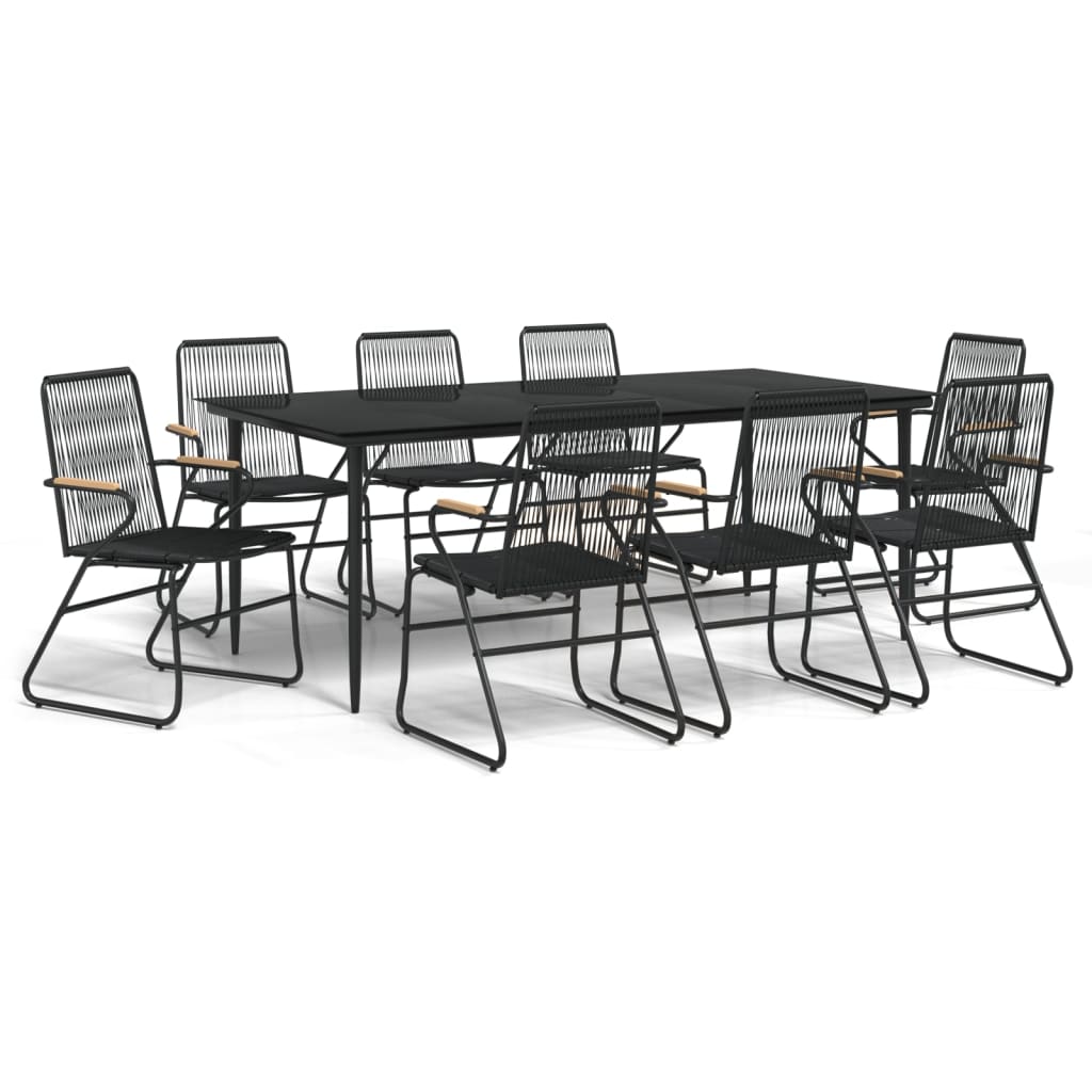 vidaXL 9-częściowy zestaw mebli ogrodowych, czarny, rattan PVC