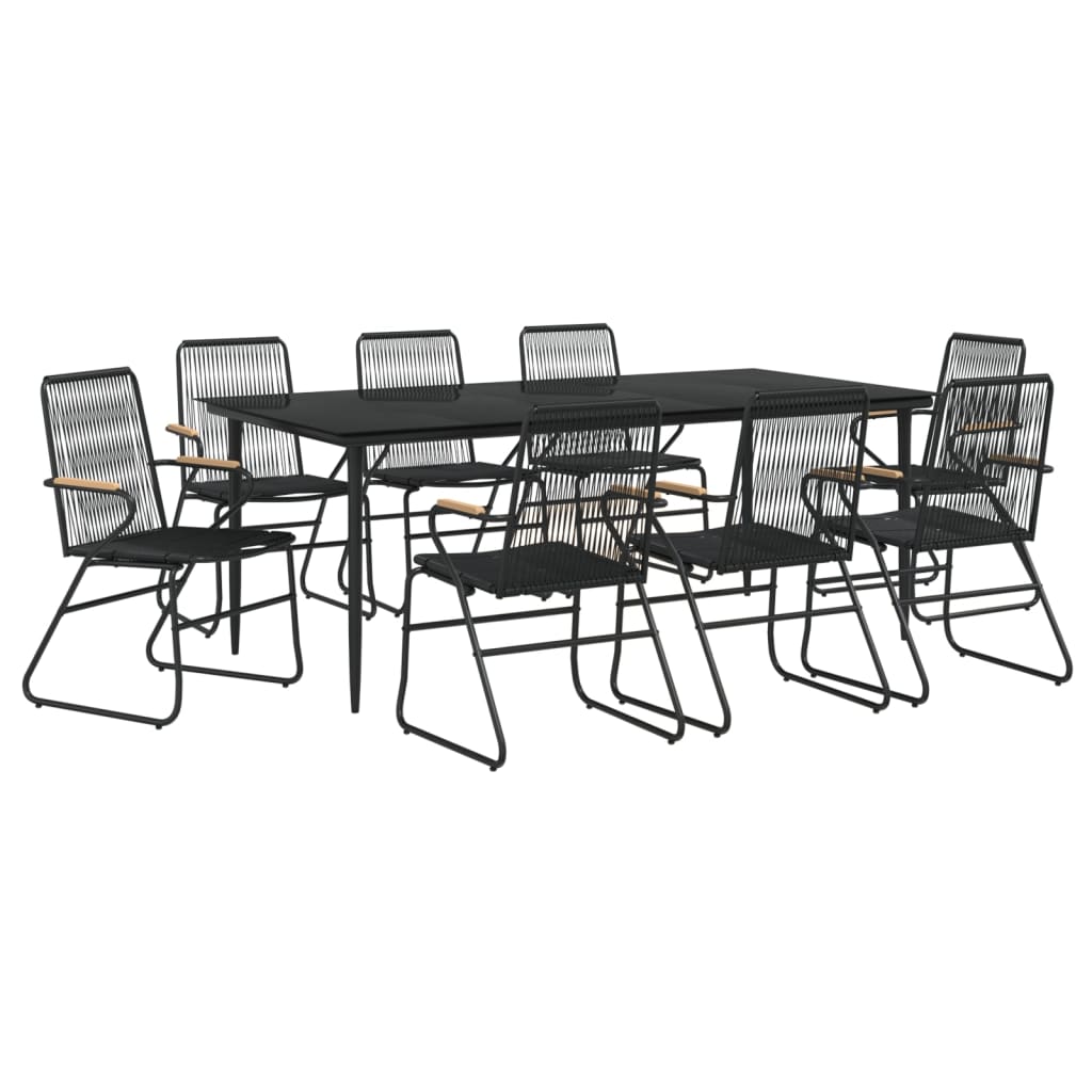 vidaXL 9-częściowy zestaw mebli ogrodowych, czarny, rattan PVC