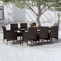 vidaXL 9-cz. zestaw mebli ogrodowych z poduszkami, czarny
