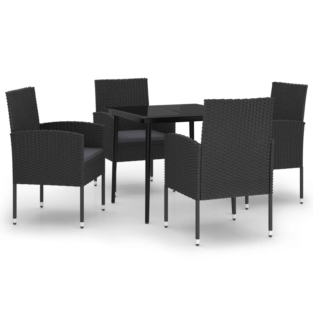 vidaXL 5-częściowy zestaw mebli ogrodowych, czarny