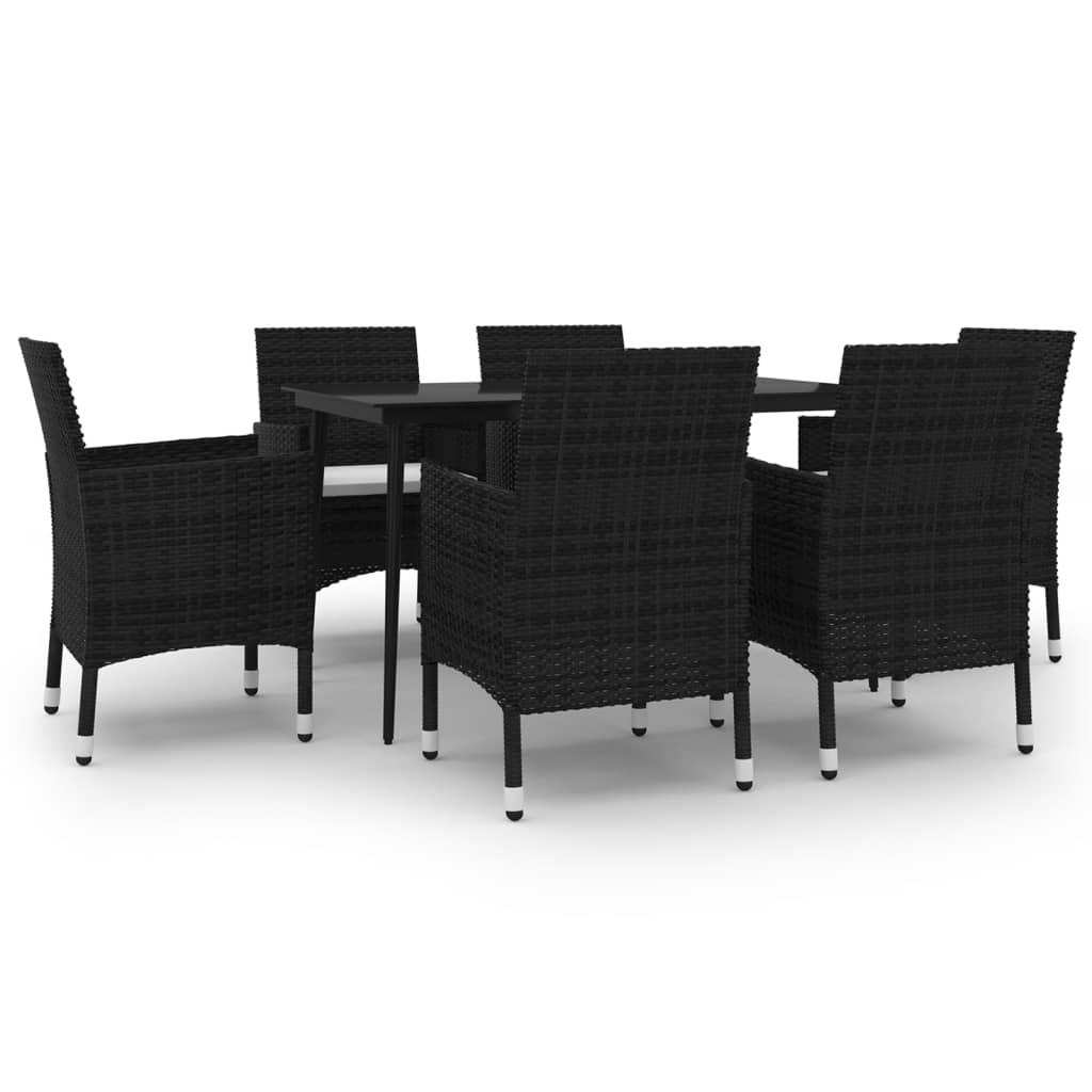 vidaXL 7-cz. zestaw mebli ogrodowych z poduszkami, rattan PE i szkło