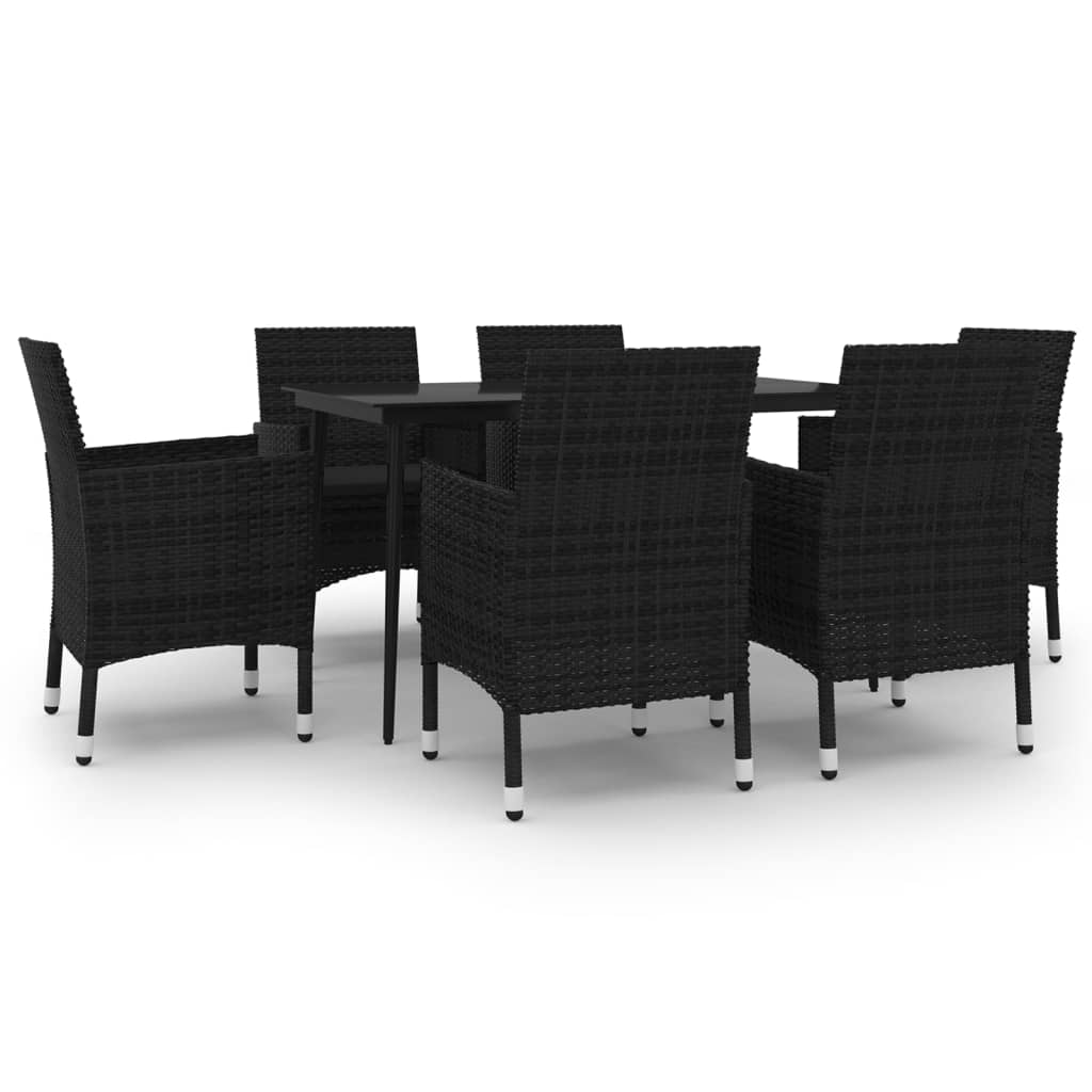 vidaXL 7-cz. zestaw mebli ogrodowych z poduszkami, rattan PE i szkło