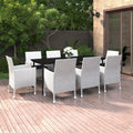 vidaXL 9-cz. zestaw mebli ogrodowych z poduszkami, rattan PE i szkło