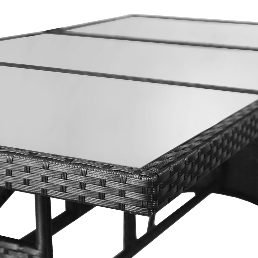 vidaXL Stół ogrodowy, czarny, 170x80x74 cm, polirattan