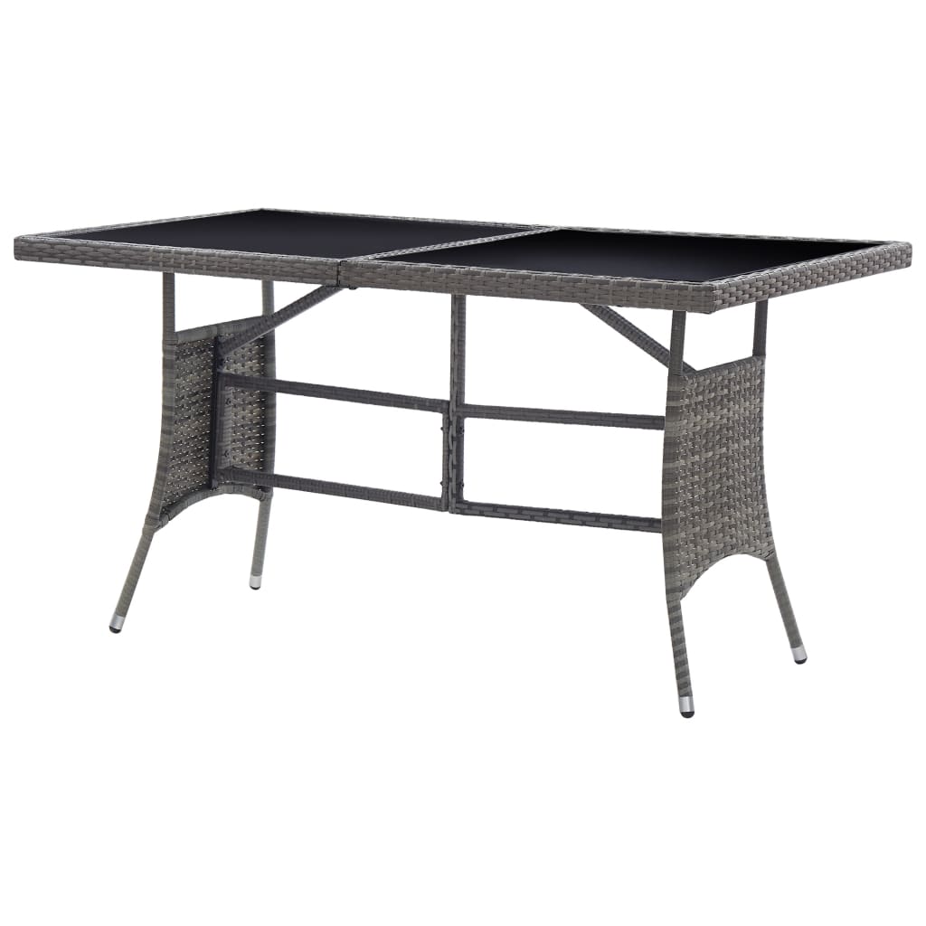 vidaXL Stół ogrodowy, szary, 140 x 80 x 74 cm, polirattan