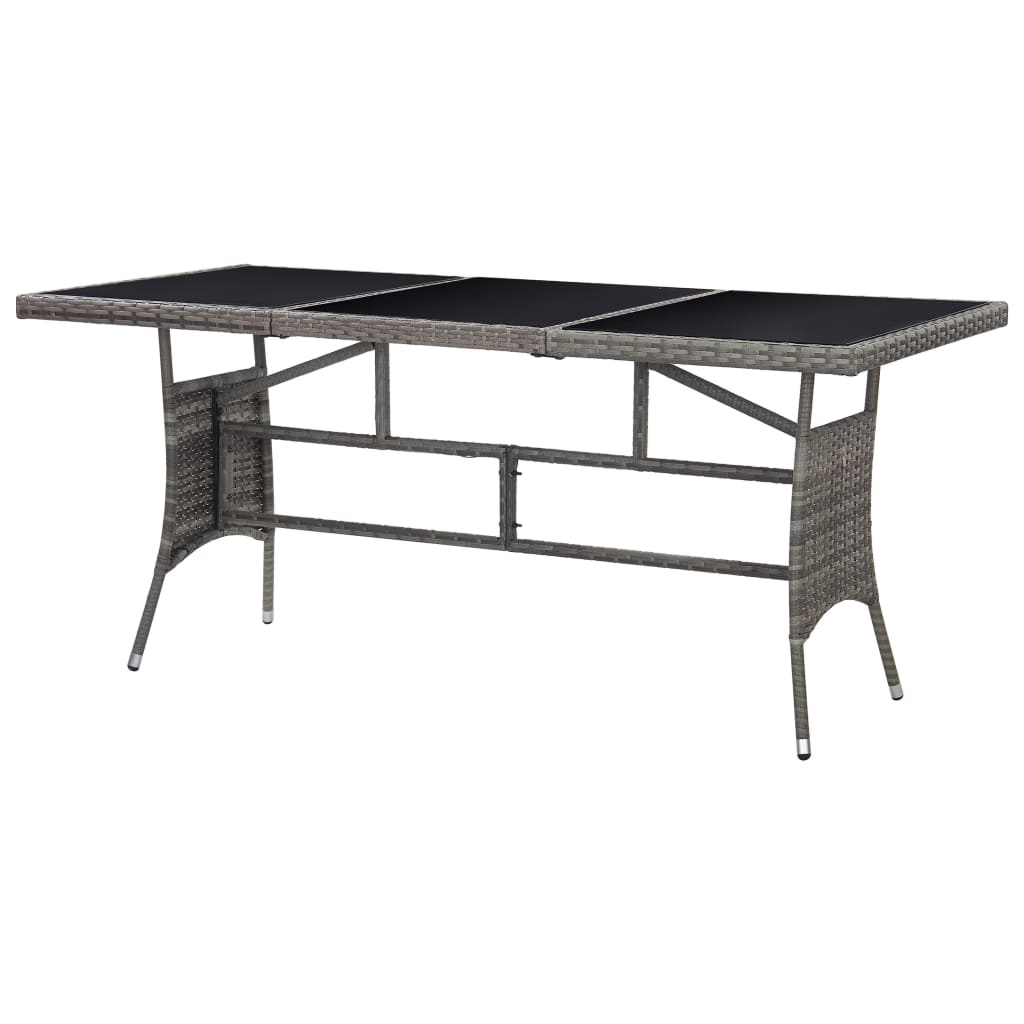 vidaXL Stół ogrodowy, szary, 170 x 80 x 74 cm, polirattan
