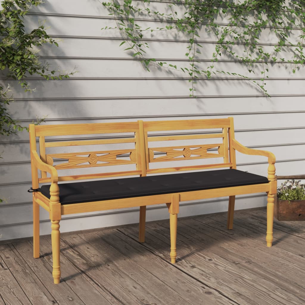 vidaXL Ławka Batavia z antracytowy poduszką,150 cm, lite drewno tekowe