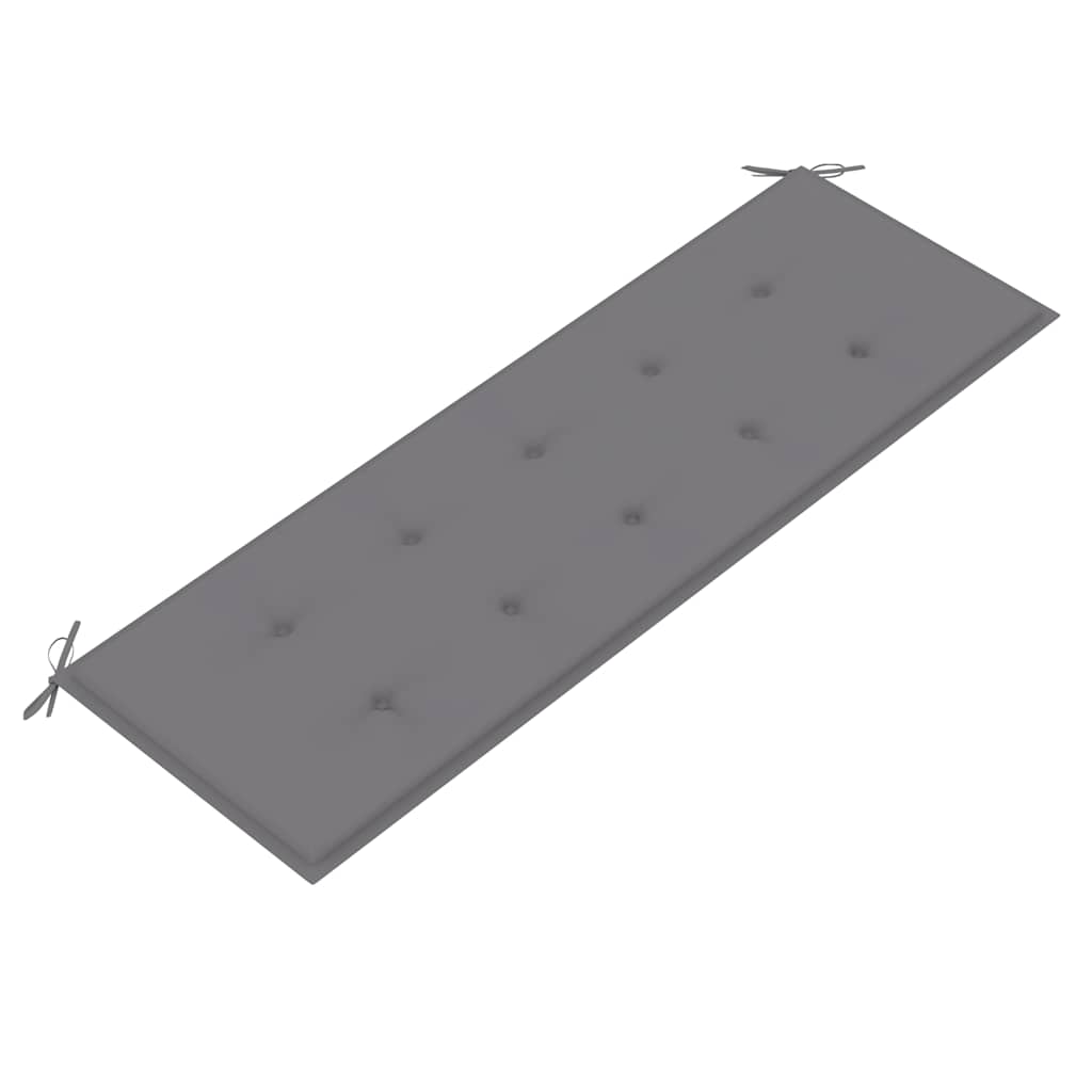 vidaXL Ławka Batavia z szara poduszką, 150 cm, lite drewno tekowe