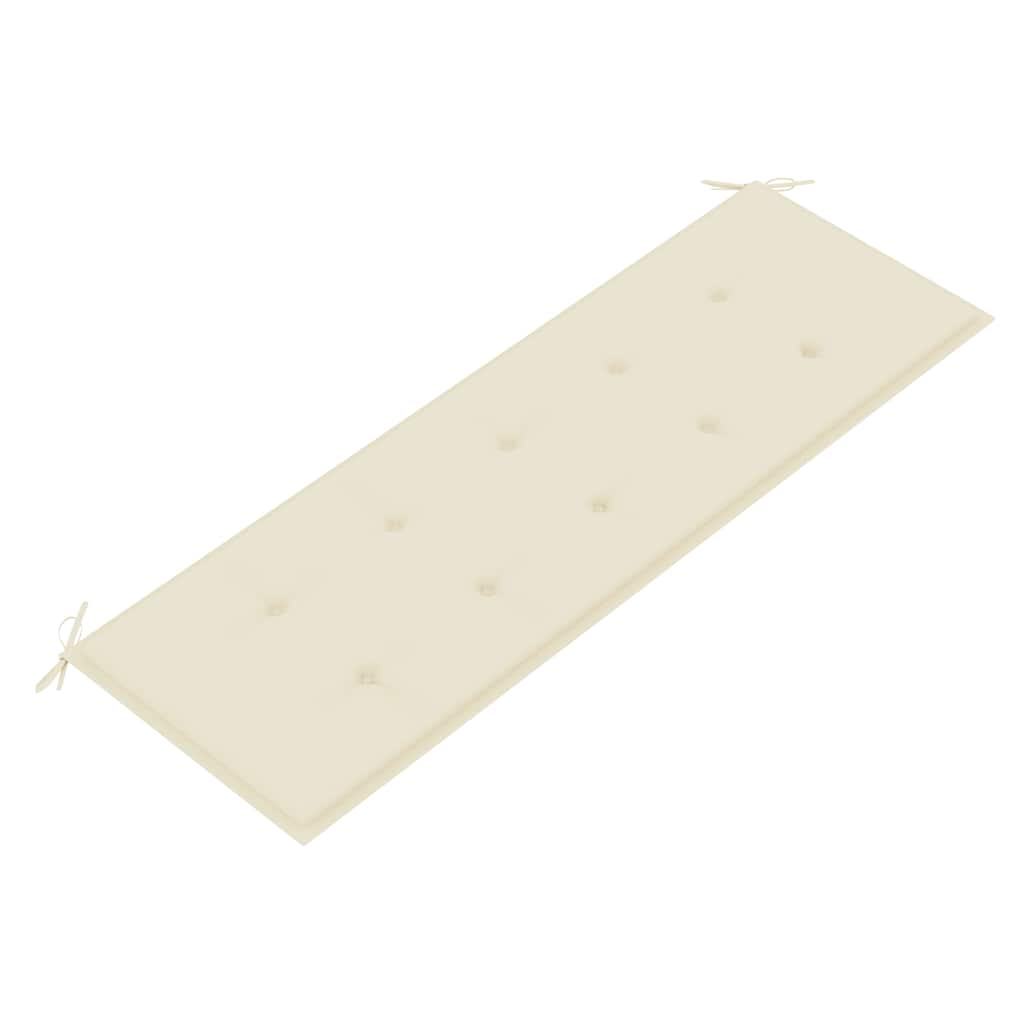 vidaXL Ławka Batavia z kremowa poduszką, 150 cm, lite drewno tekowe