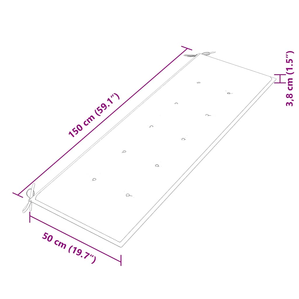 vidaXL Ławka Batavia z beżową poduszką, 150 cm, lite drewno tekowe