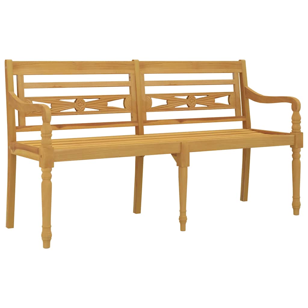 vidaXL Ławka Batavia z czarna poduszką, 150 cm, lite drewno tekowe