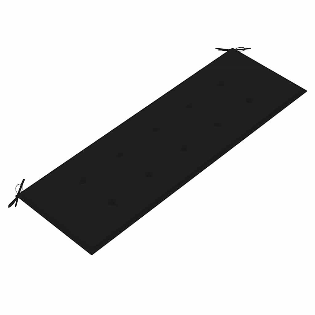 vidaXL Ławka Batavia z czarna poduszką, 150 cm, lite drewno tekowe