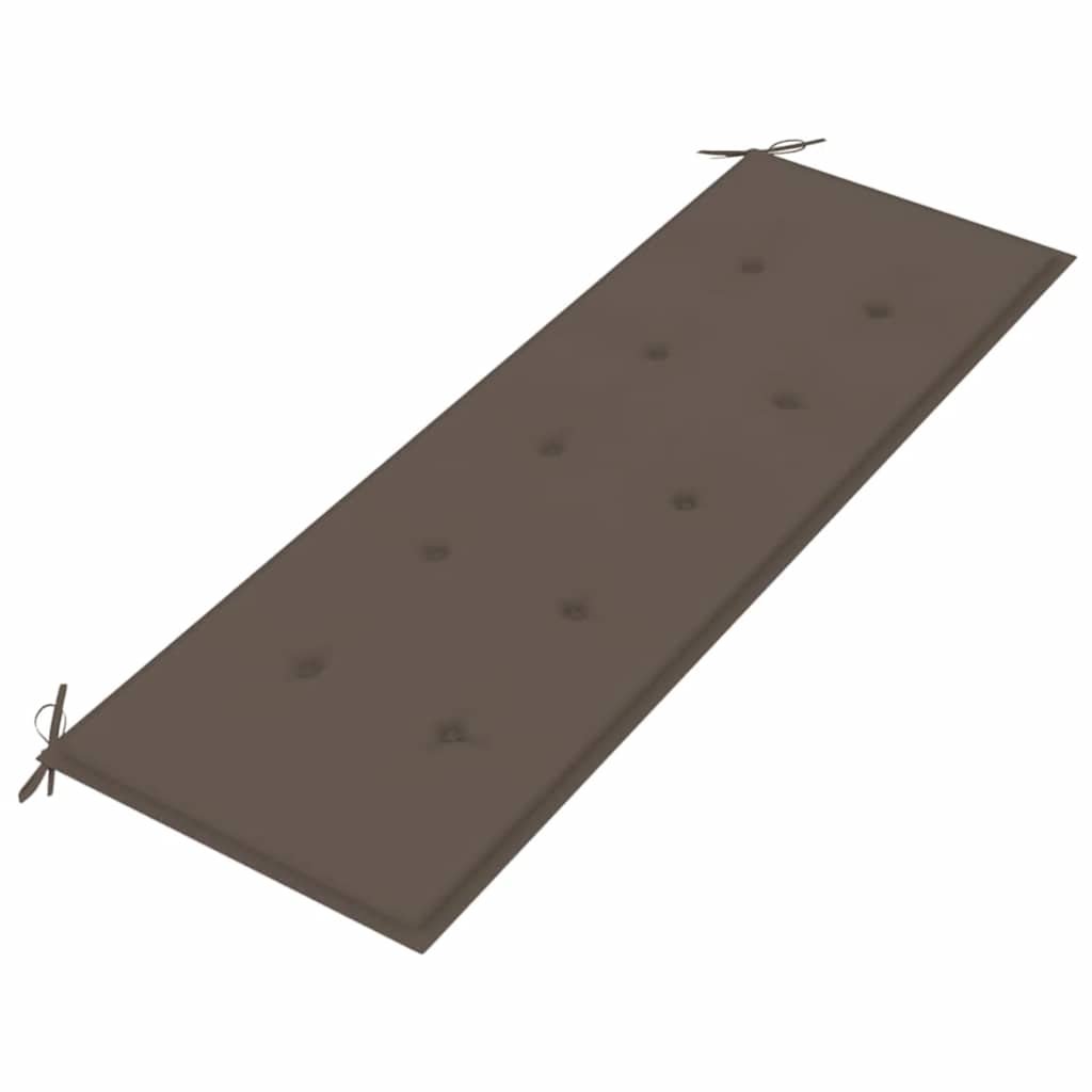 vidaXL Ławka Batavia z taupe poduszką, 150 cm, lite drewno tekowe