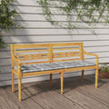 vidaXL Ławka Batavia z poduszką w szarą kratę, 150 cm, lity tek