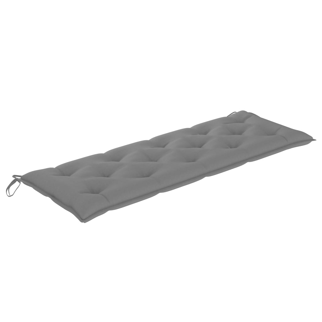 vidaXL Ławka Batavia z szara poduszką, 150 cm, lite drewno tekowe