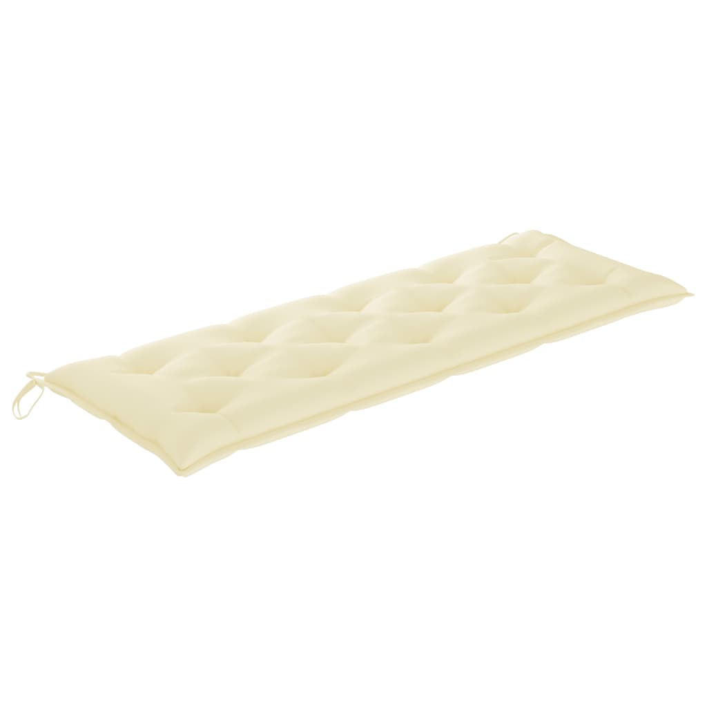 vidaXL Ławka Batavia z kremowa poduszką, 150 cm, lite drewno tekowe
