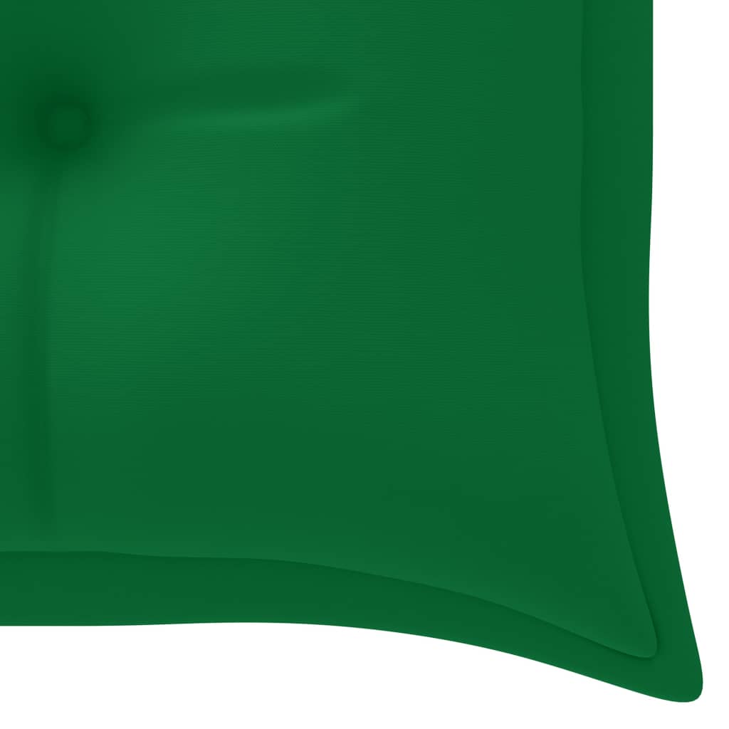 vidaXL Ławka Batavia z zielona poduszką, 150 cm, lite drewno tekowe