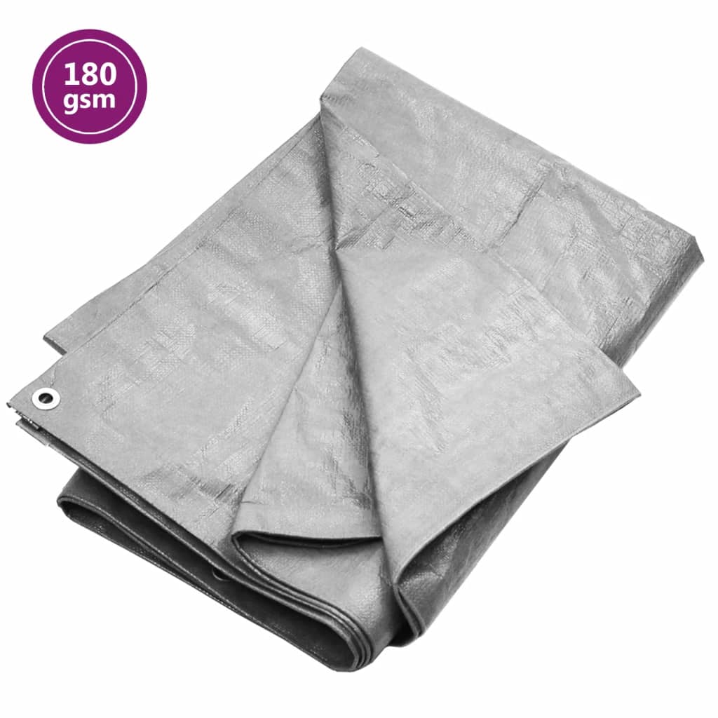 vidaXL Plandeka, 180 g/m², 4x6 m, szara, HDPE