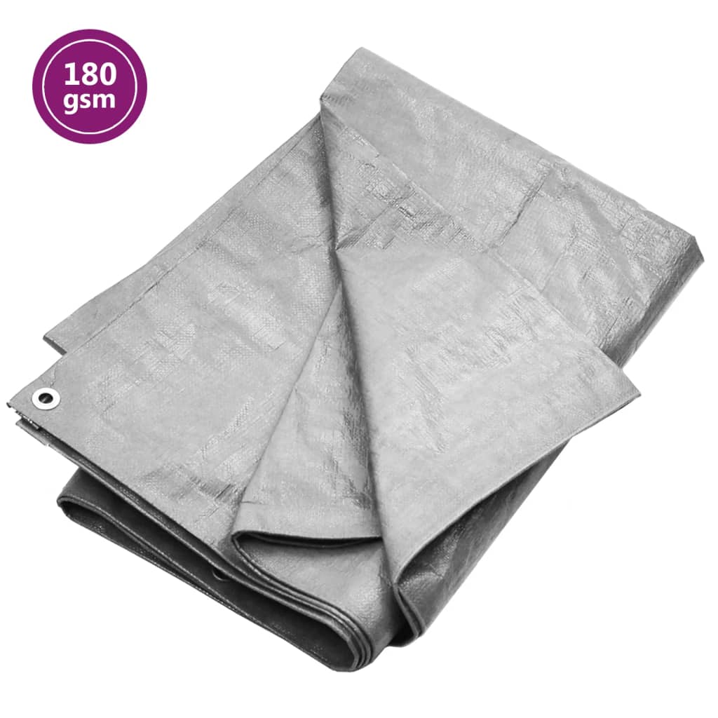 vidaXL Plandeka, 180 g/m², 8x12 m, szara, HDPE