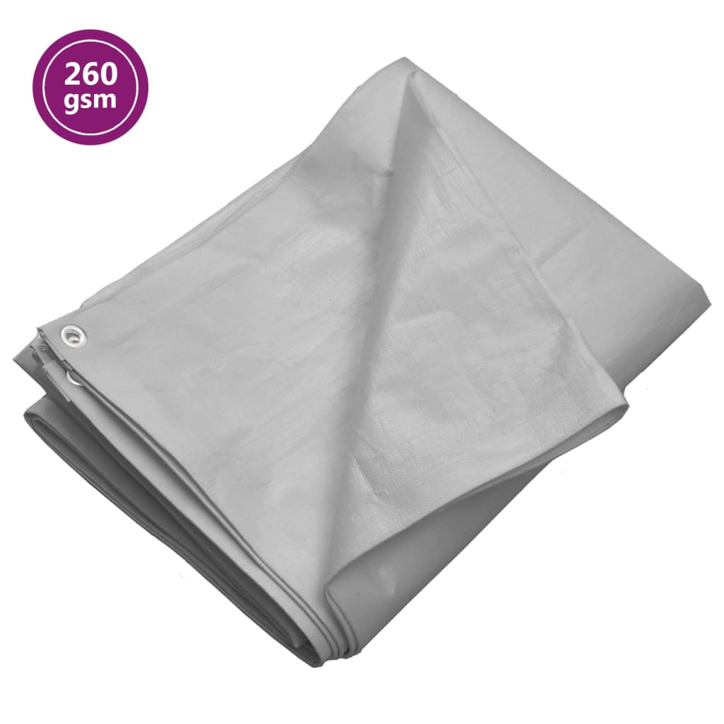 vidaXL Plandeka, 260 g/m², 6x8 m, szara, HDPE