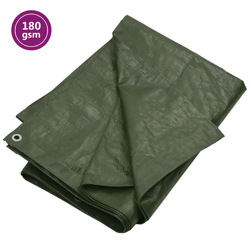 vidaXL Plandeka, 180 g/m², 8x8 m, zielona, HDPE