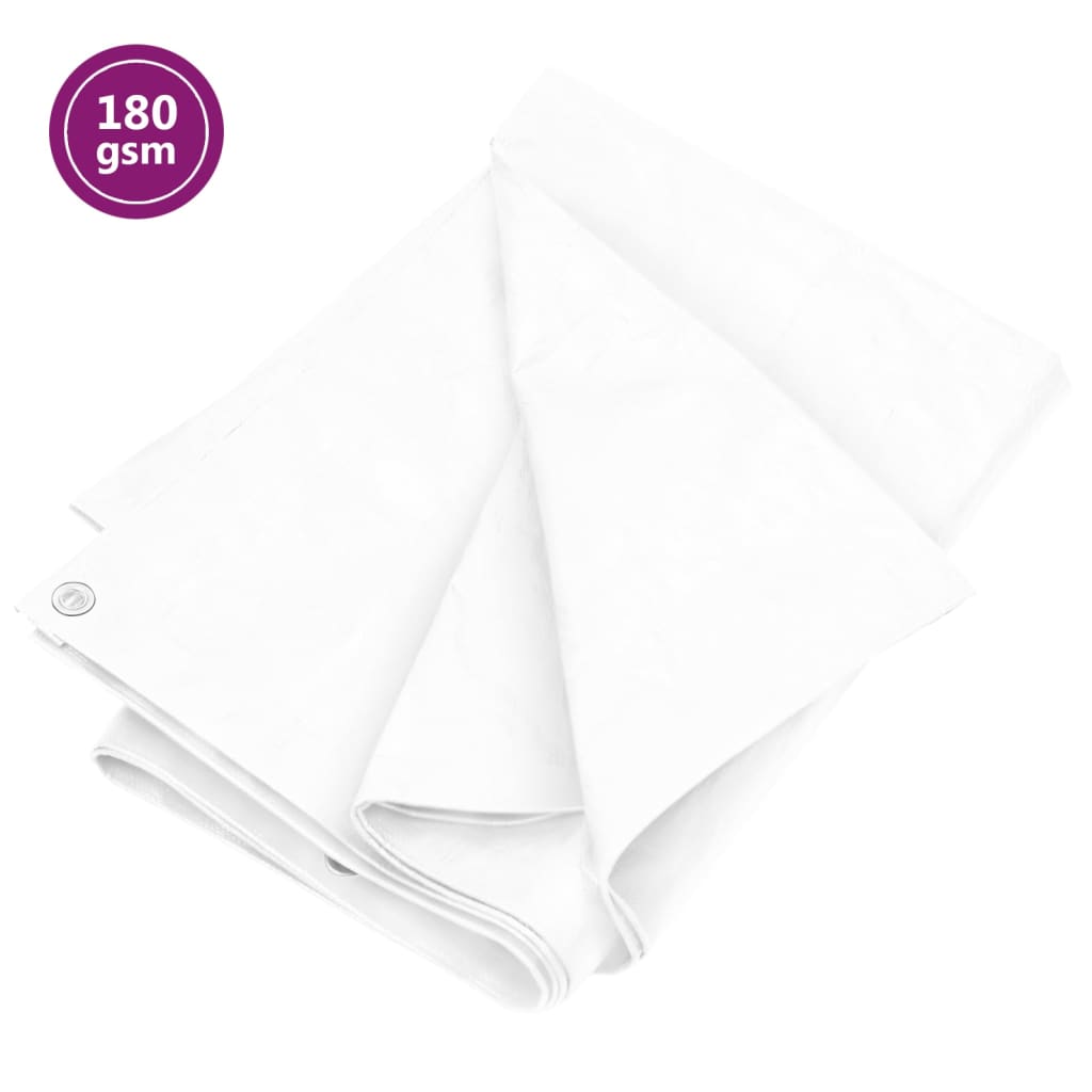 vidaXL Plandeka, 180 g/m², 6x6 m, biała, HDPE