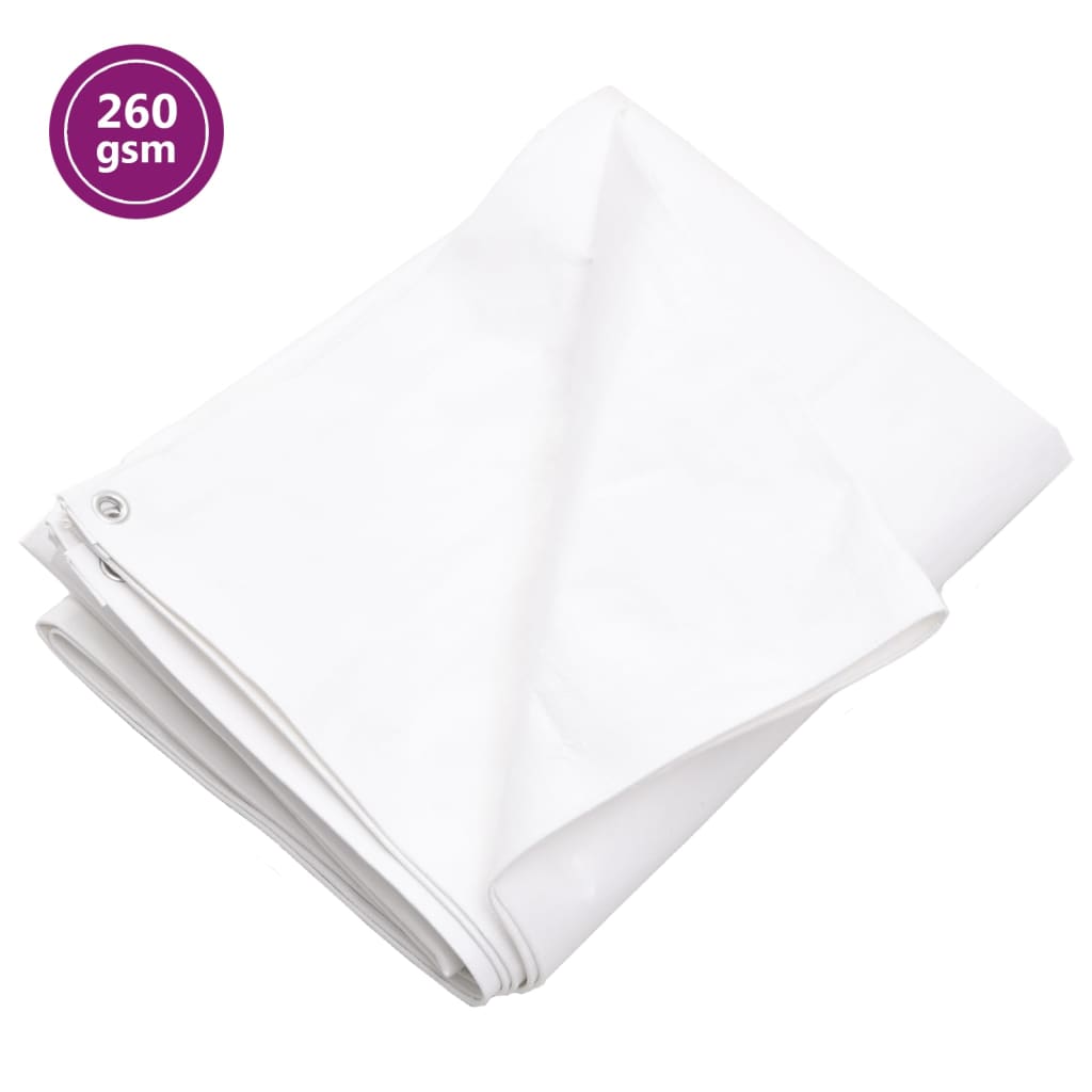 vidaXL Plandeka, 260 g/m², 6x8 m, biała, HDPE