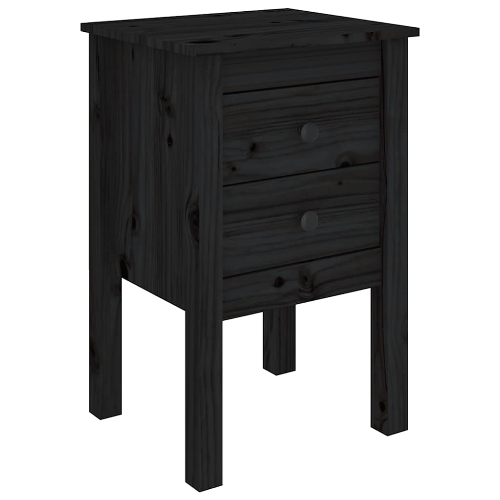 vidaXL Szafki nocne, 2 szt., czarny, 40x35x61,5cm, lite drewno sosnowe