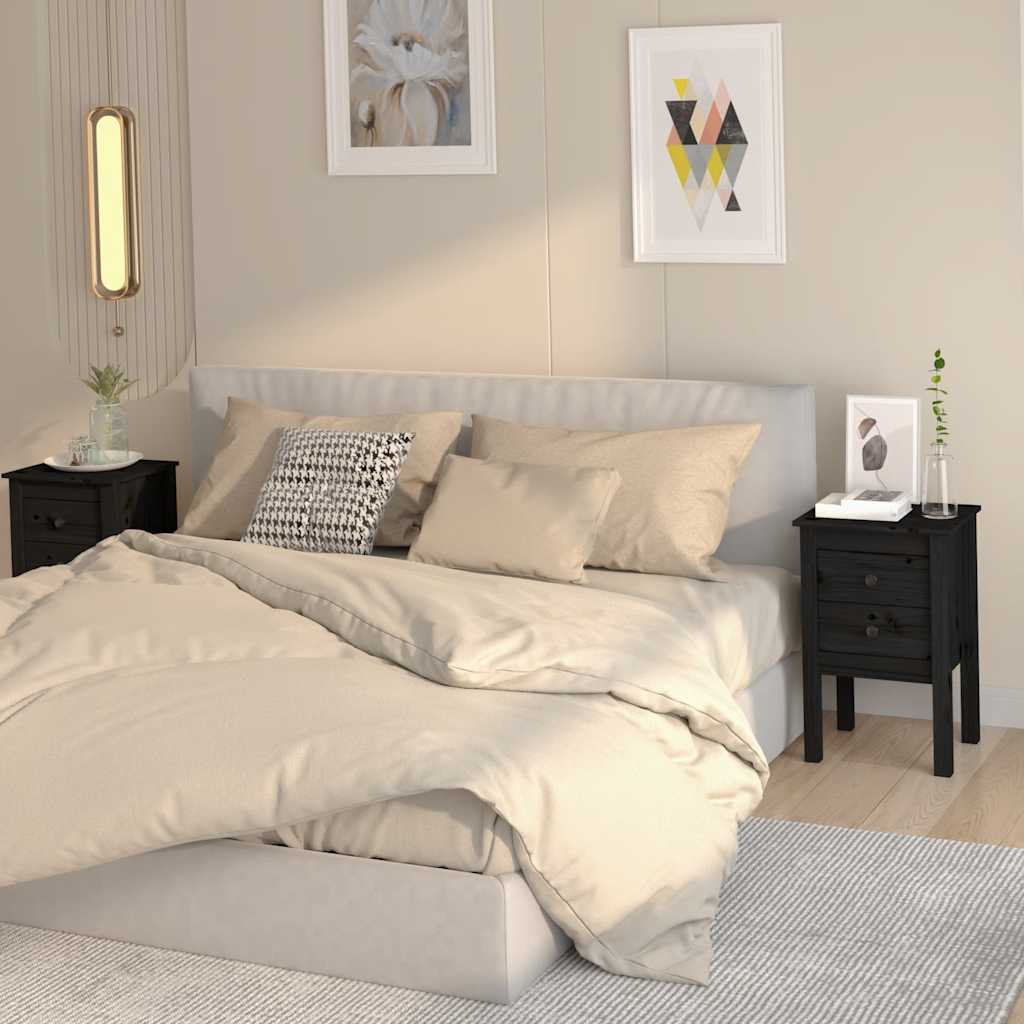 vidaXL Szafki nocne, 2 szt., czarny, 40x35x61,5cm, lite drewno sosnowe