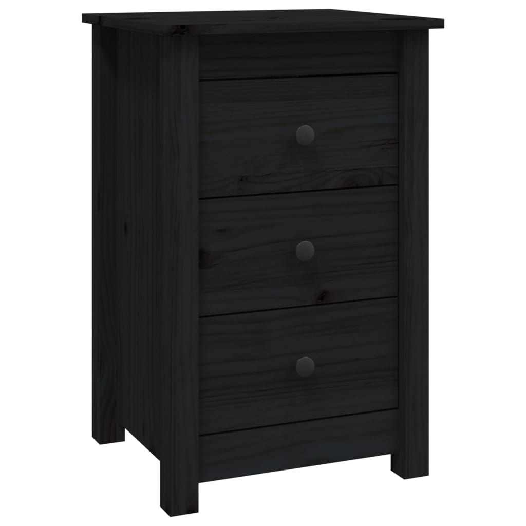 vidaXL Szafki nocne, 2 szt., czarny, 40x35x61,5cm, lite drewno sosnowe