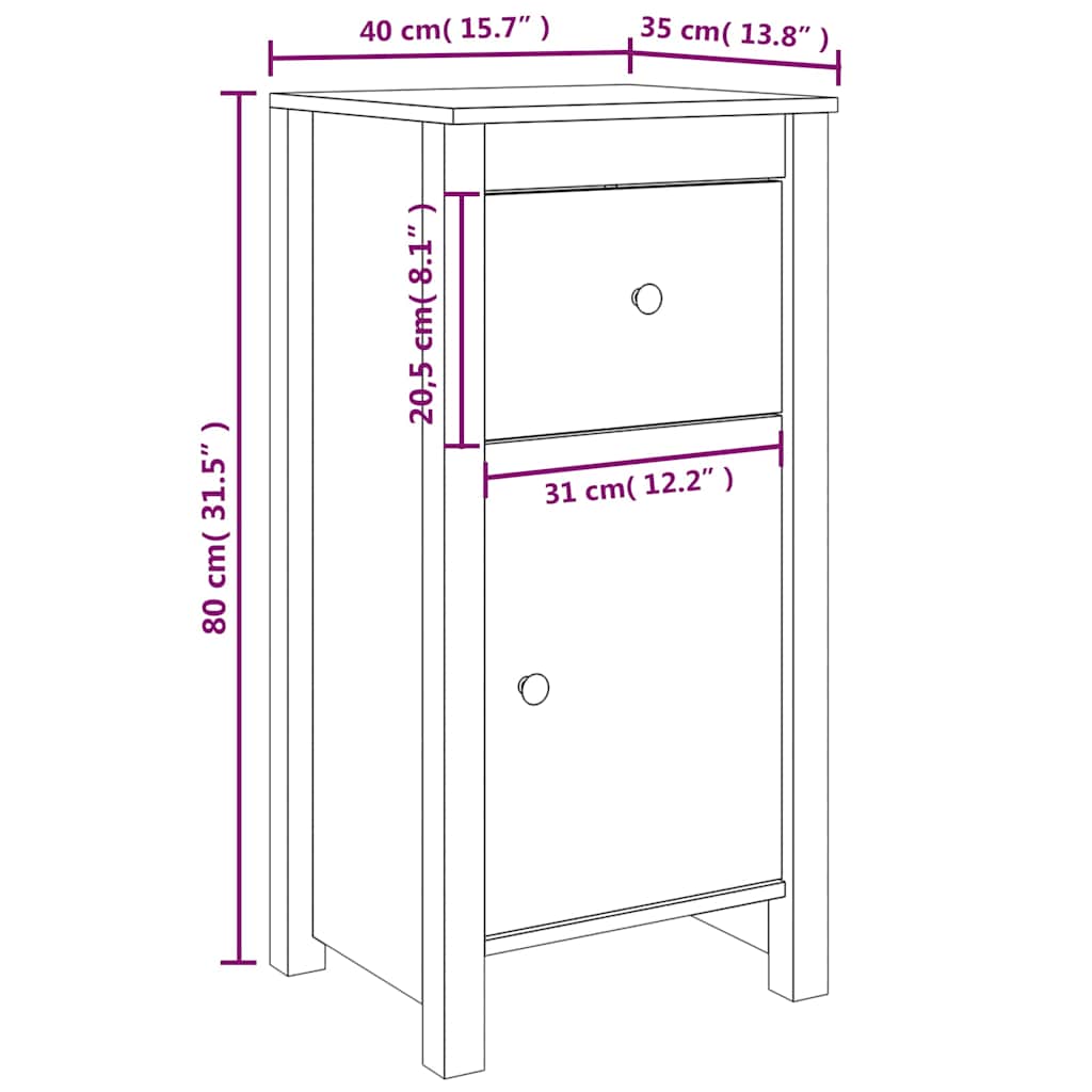 vidaXL Szafki, 2 szt., szare, 40x35x80 cm, lite drewno sosnowe