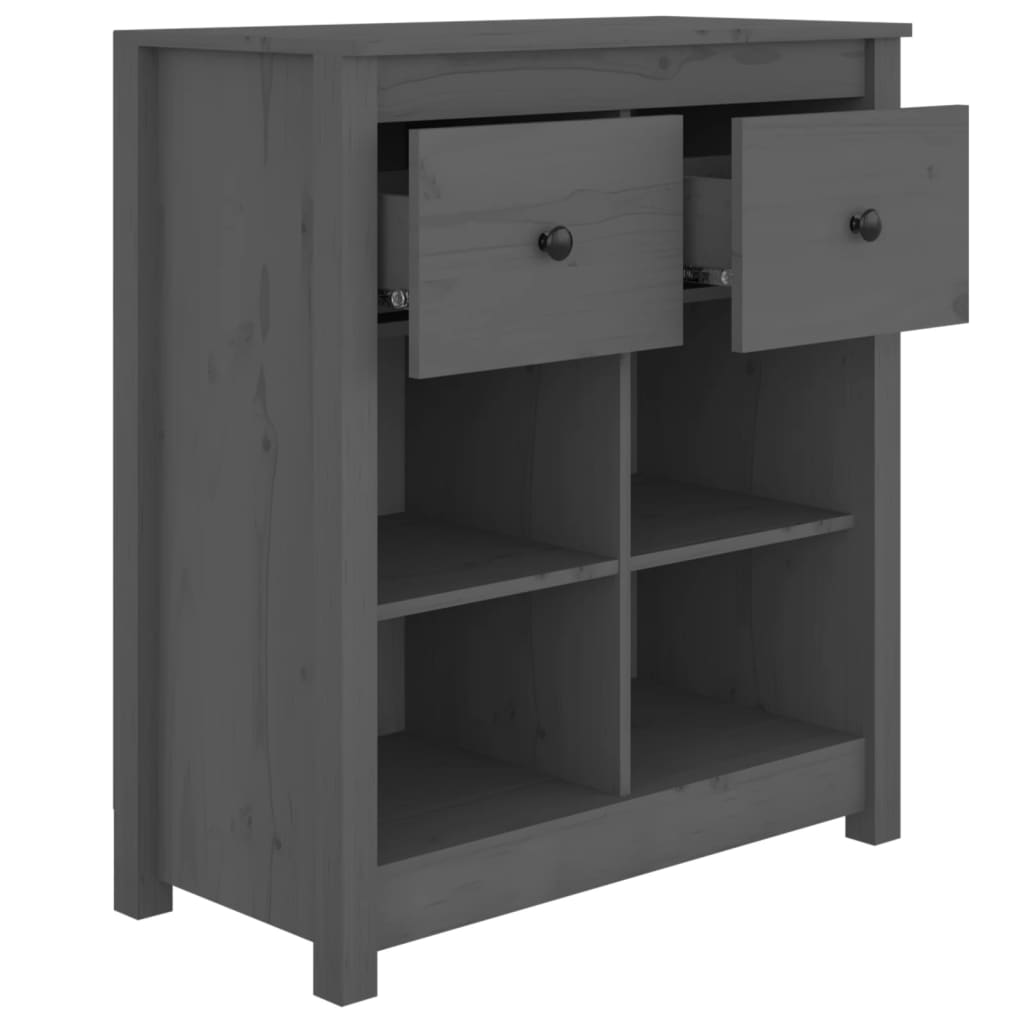 vidaXL Szafka, szara, 70x35x80 cm, lite drewno sosnowe