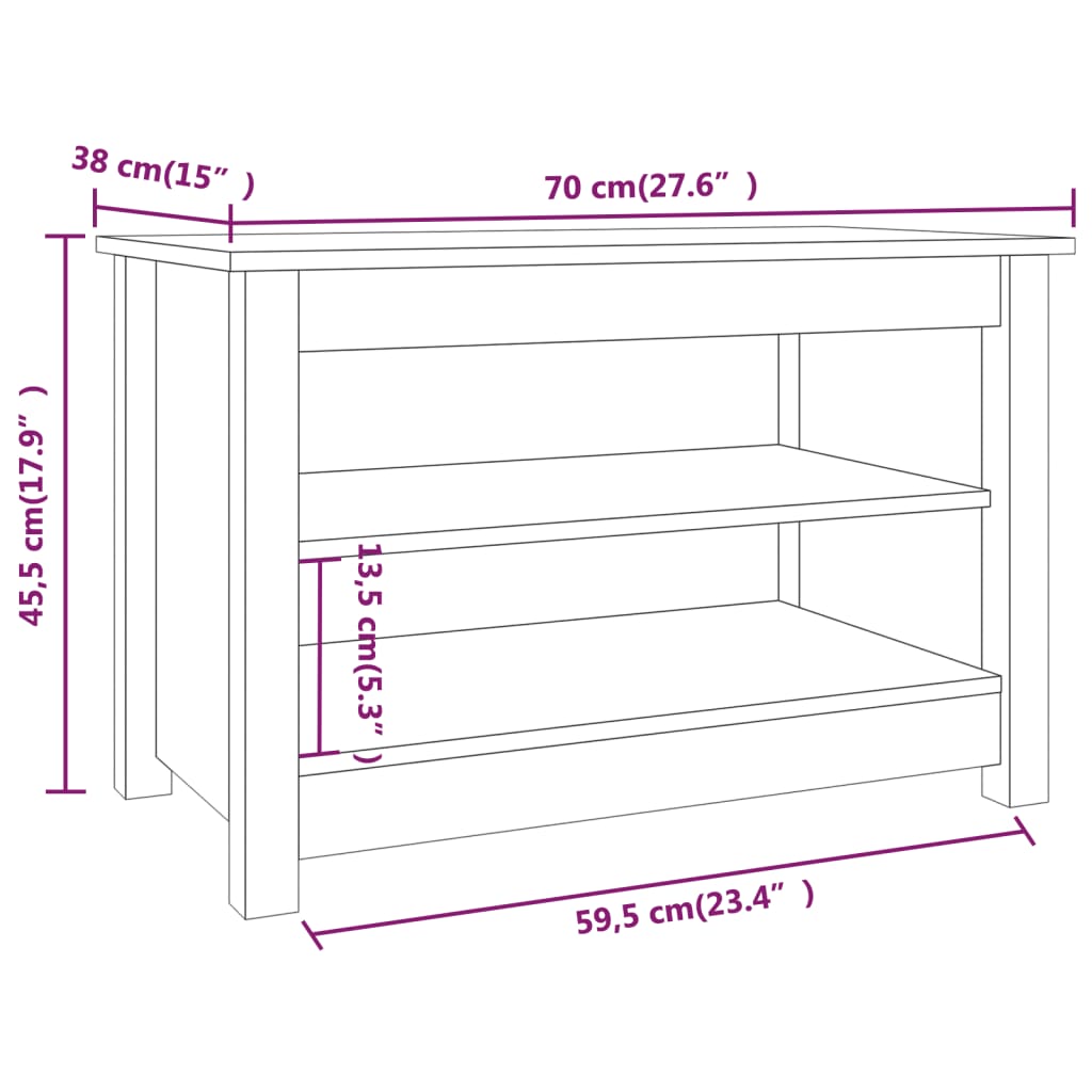 vidaXL Szafka na buty, miodowy brąz, 70x38x45,5 cm, drewno sosnowe