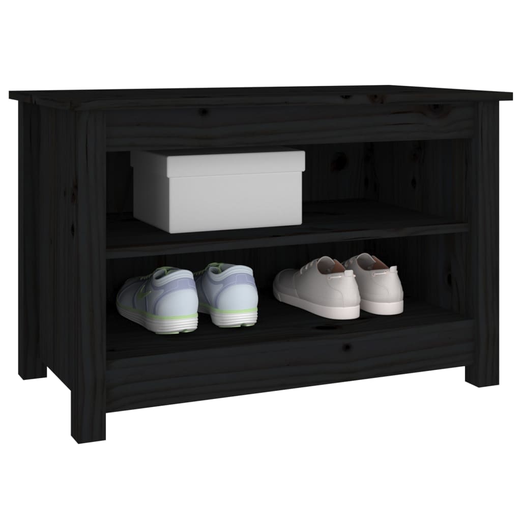 vidaXL Szafka na buty, czarna, 70x38x45,5 cm, drewno sosnowe