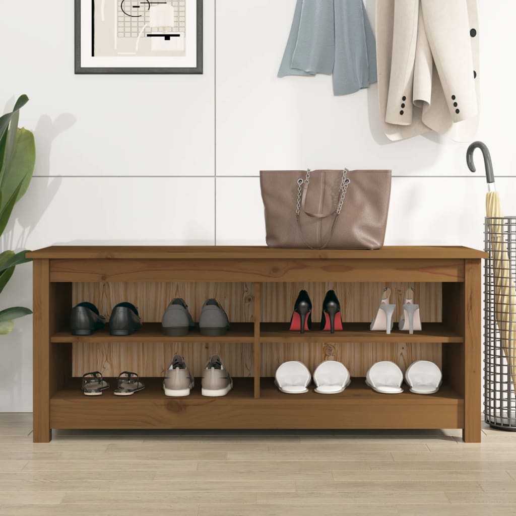 vidaXL Szafka na buty, miodowy brąz, 110x38x45,5 cm, drewno sosnowe