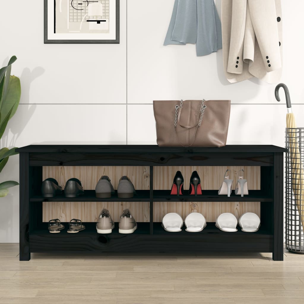 vidaXL Szafka na buty, czarna, 110x38x45,5 cm, drewno sosnowe