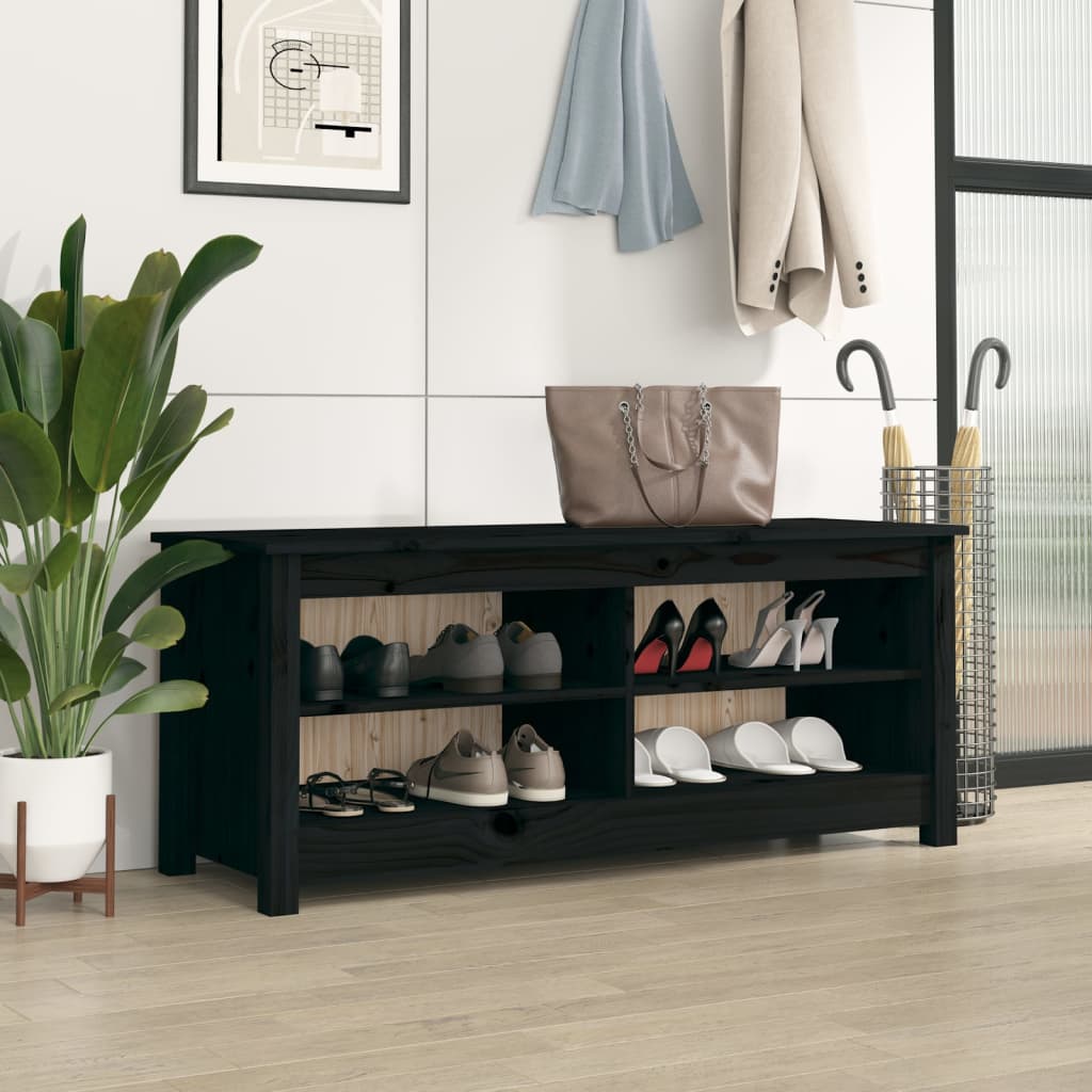 vidaXL Szafka na buty, czarna, 110x38x45,5 cm, drewno sosnowe