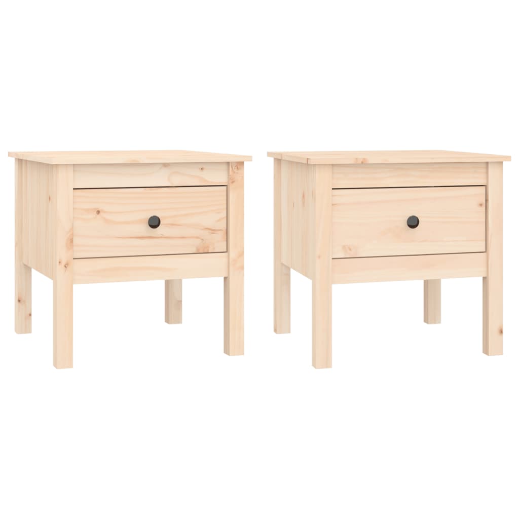 vidaXL Stoliki boczne, 2 szt., 50x50x49 cm, lite drewno sosnowe