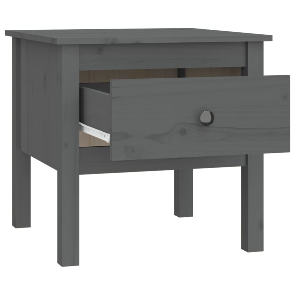 vidaXL Stoliki boczne, 2 szt., szare, 50x50x49 cm, lite drewno sosnowe