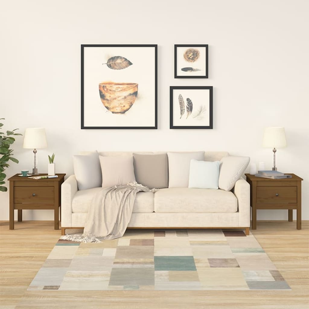vidaXL Stoliki boczne, 2 szt., miodowy brąz 50x50x49 cm drewno sosnowe
