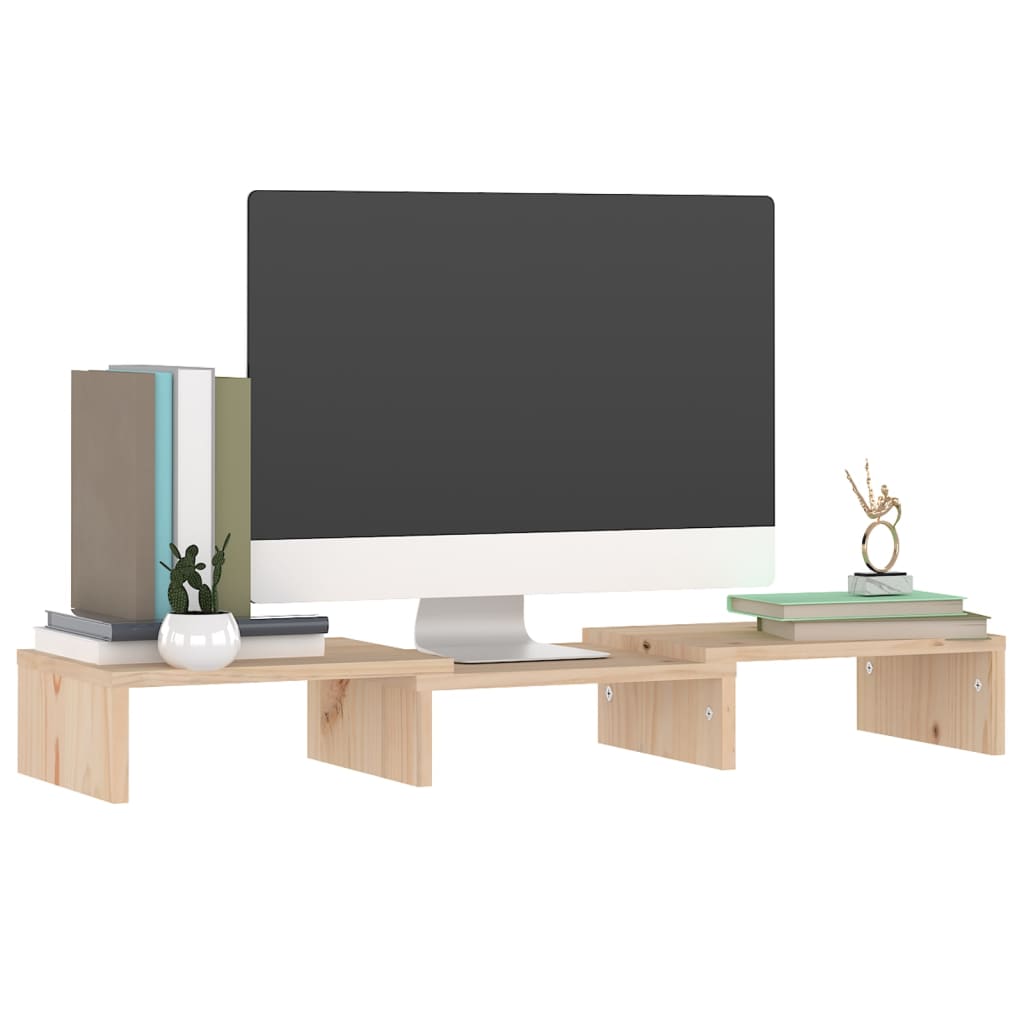 vidaXL Podstawka na monitor, 60x24x10,5 cm, lite drewno sosnowe