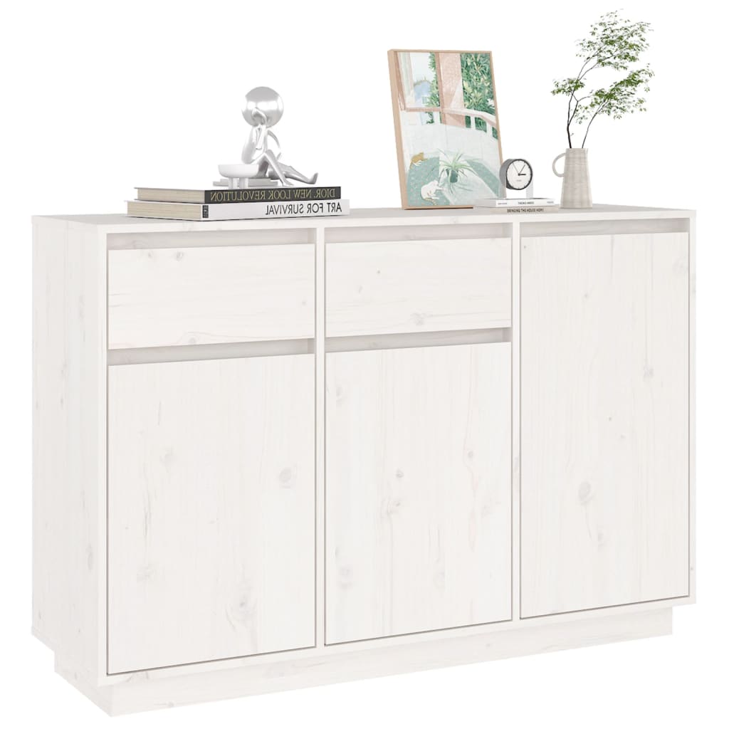 vidaXL Szafka, biała, 110x34x75 cm, lite drewno sosnowe