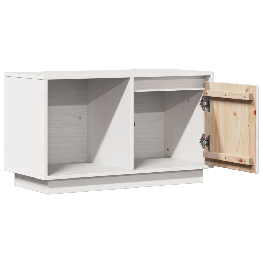 vidaXL Szafka pod telewizor, biała, 74x35x44 cm, lite drewno sosnowe