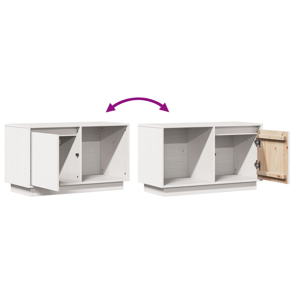 vidaXL Szafka pod telewizor, biała, 74x35x44 cm, lite drewno sosnowe