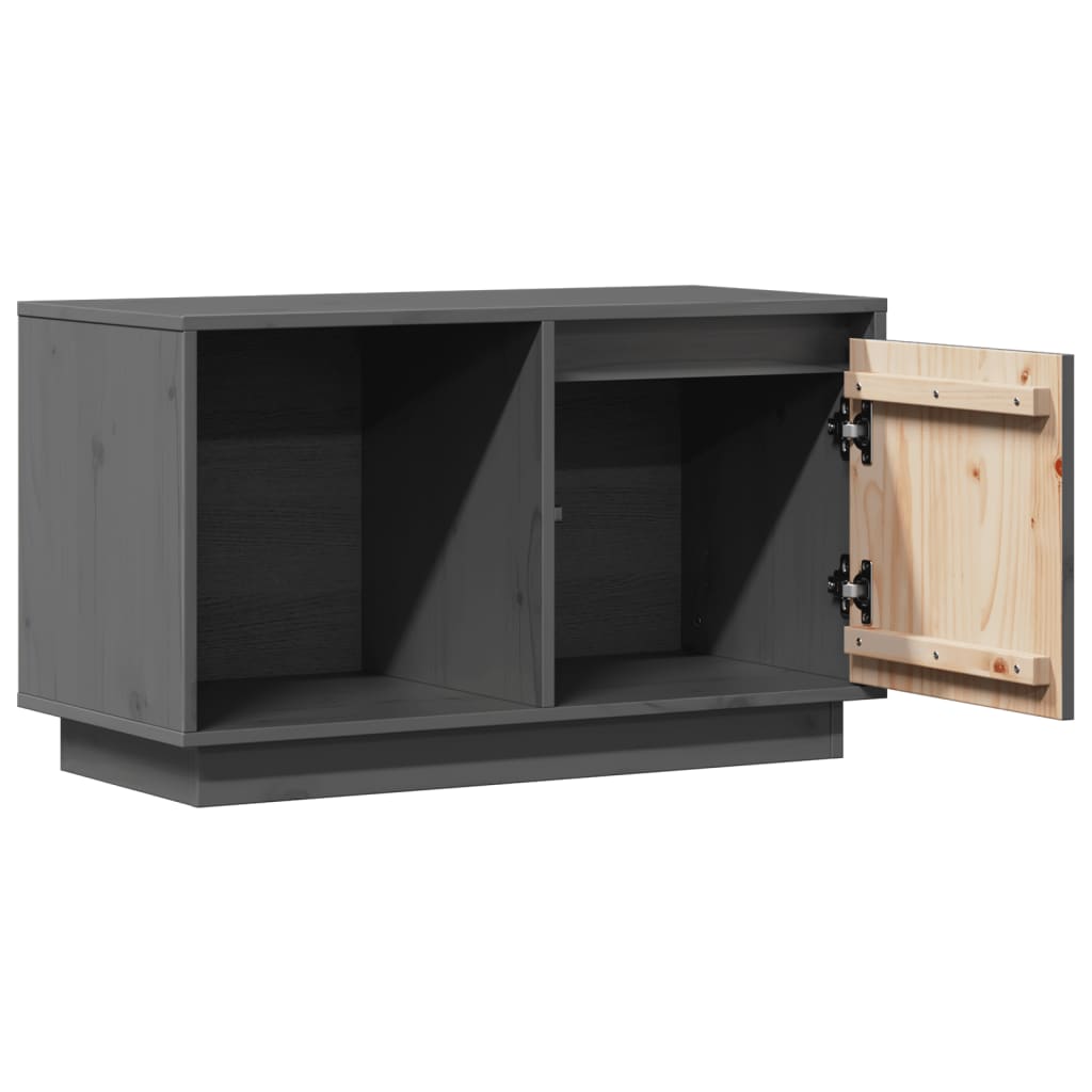 vidaXL Szafka pod telewizor, szara, 74x35x44 cm, lite drewno sosnowe