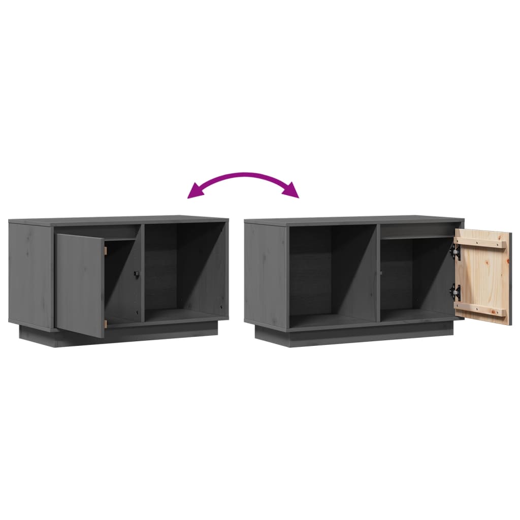vidaXL Szafka pod telewizor, szara, 74x35x44 cm, lite drewno sosnowe