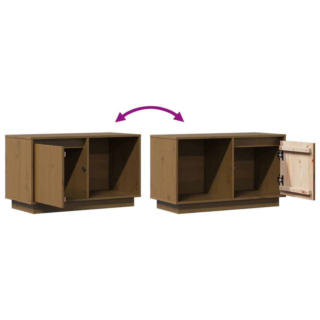 vidaXL Szafka pod TV, miodowy brąz, 74x35x44 cm, lite drewno sosnowe