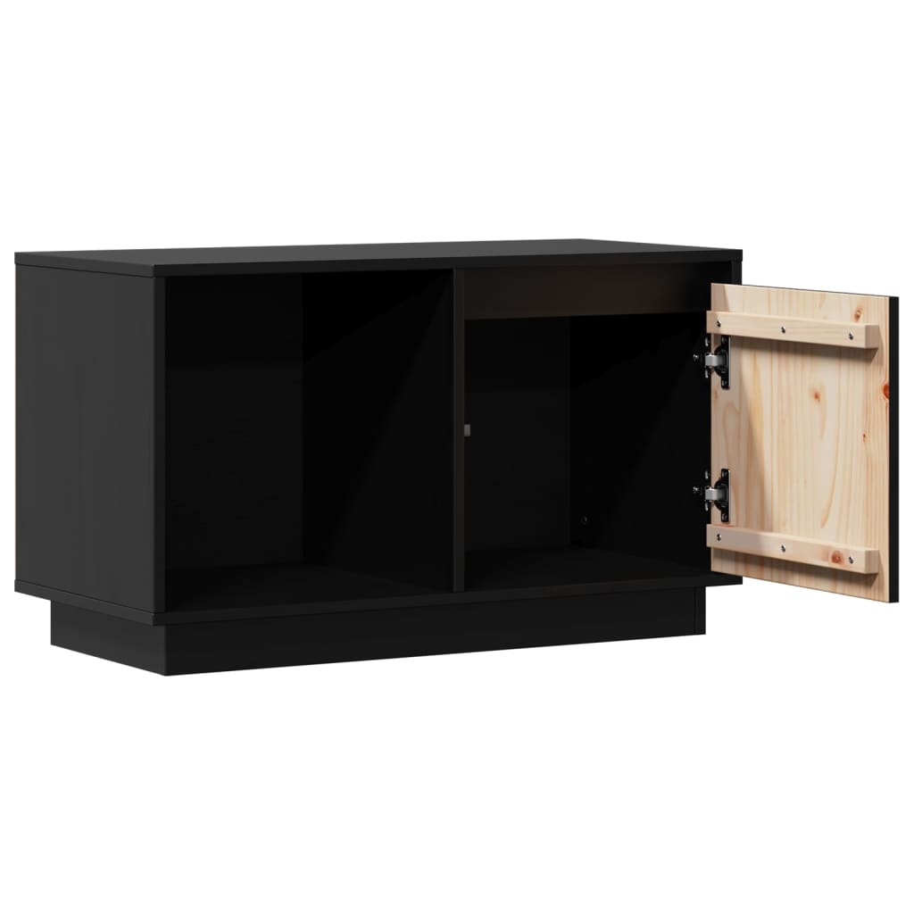 vidaXL Szafka pod telewizor, czarna, 74x35x44 cm, lite drewno sosnowe